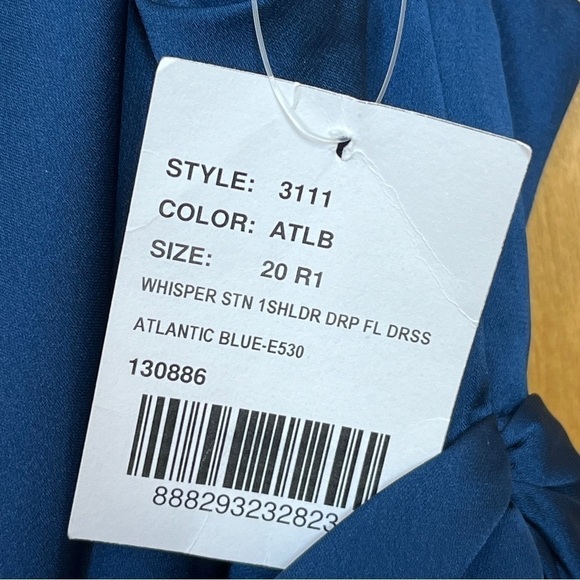 Dessy Collection Vivian Diamond Whisper Satin Dress Blue Size 20 #1266 NWT - Picture 5 of 7